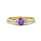 1 - Gemma 7x5 mm Oval Cut Amethyst and Lab Grown Diamond Trellis Three Stone Engagement Ring 