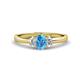 1 - Gemma 7x5 mm Oval Cut Blue Topaz and Lab Grown Diamond Trellis Three Stone Engagement Ring 