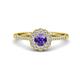 1 - Caline Desire Round Iolite and Diamond Floral Halo Engagement Ring 