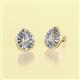 2 - Viola Iris Pear Cut and Baguette Diamond Milgrain Halo Stud Earrings 