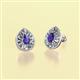 2 - Viola Iris Pear Cut Iolite and Baguette Diamond Milgrain Halo Stud Earrings 