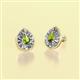 2 - Viola Iris Pear Cut Peridot and Baguette Diamond Milgrain Halo Stud Earrings 