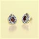 2 - Viola Iris Pear Cut Red Garnet and Baguette Diamond Milgrain Halo Stud Earrings 