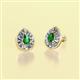 2 - Viola Iris Pear Cut Green Garnet and Baguette Diamond Milgrain Halo Stud Earrings 