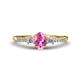 1 - Arista Classic Oval Cut Pink Sapphire and Round Diamond Three Stone Engagement Ring 