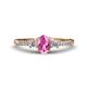 1 - Arista Classic Oval Cut Pink Sapphire and Round Diamond Three Stone Engagement Ring 