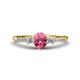 1 - Arista Classic Oval Cut Pink Tourmaline and Round Diamond Three Stone Engagement Ring 