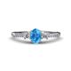 1 - Arista Classic Oval Cut Blue Topaz and Round Diamond Three Stone Engagement Ring 
