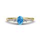 1 - Arista Classic Oval Cut Blue Topaz and Round Diamond Three Stone Engagement Ring 