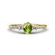 1 - Arista Classic Oval Cut Peridot and Round Diamond Three Stone Engagement Ring 