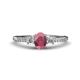 1 - Arista Classic Oval Cut Rhodolite Garnet and Round Diamond Three Stone Engagement Ring 