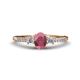 1 - Arista Classic Oval Cut Rhodolite Garnet and Round Diamond Three Stone Engagement Ring 