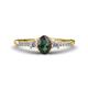 1 - Arista Classic Oval Cut Created Alexandrite and Round Lab Diamond Three Stone Engagement Ring 