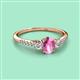 2 - Arista Classic Oval Cut Pink Sapphire and Round Diamond Three Stone Engagement Ring 