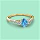 2 - Arista Classic Oval Cut Blue Topaz and Round Diamond Three Stone Engagement Ring 