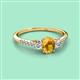 2 - Arista Classic Oval Cut Citrine and Round Diamond Three Stone Engagement Ring 