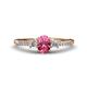 1 - Arista Classic Oval Cut Pink Tourmaline and Round Diamond Three Stone Engagement Ring 