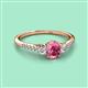 2 - Arista Classic Oval Cut Pink Tourmaline and Round Diamond Three Stone Engagement Ring 