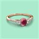 2 - Arista Classic Oval Cut Rhodolite Garnet and Round Diamond Three Stone Engagement Ring 