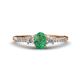 1 - Arista Classic Oval Cut Emerald and Round Diamond Three Stone Engagement Ring 