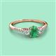 2 - Arista Classic Oval Cut Emerald and Round Diamond Three Stone Engagement Ring 