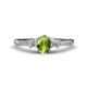 1 - Arista Classic Oval Cut Peridot and Round Diamond Three Stone Engagement Ring 