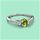 2 - Arista Classic Oval Cut Peridot and Round Diamond Three Stone Engagement Ring 