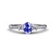 1 - Arista Classic Oval Cut Tanzanite and Round Diamond Three Stone Engagement Ring 