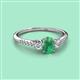 2 - Arista Classic Oval Cut Emerald and Round Diamond Three Stone Engagement Ring 