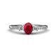 1 - Arista Classic Oval Cut Ruby and Round Diamond Three Stone Engagement Ring 