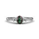 1 - Arista Classic Oval Cut Created Alexandrite and Round Lab Diamond Three Stone Engagement Ring 