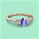 2 - Arista Classic Oval Cut Tanzanite and Round Diamond Three Stone Engagement Ring 