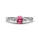 1 - Arista Classic Oval Cut Pink Tourmaline and Round Diamond Three Stone Engagement Ring 