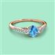 2 - Arista Classic Oval Cut Blue Topaz and Round Diamond Three Stone Engagement Ring 