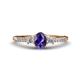 1 - Arista Classic Oval Cut Iolite and Round Diamond Three Stone Engagement Ring 