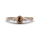 1 - Arista Classic Oval Cut Smoky Quartz and Round Diamond Three Stone Engagement Ring 