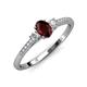 3 - Arista Classic Oval Cut Red Garnet and Round Diamond Three Stone Engagement Ring 
