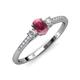 3 - Arista Classic Oval Cut Rhodolite Garnet and Round Diamond Three Stone Engagement Ring 