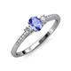 3 - Arista Classic Oval Cut Tanzanite and Round Diamond Three Stone Engagement Ring 