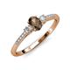 3 - Arista Classic Oval Cut Smoky Quartz and Round Diamond Three Stone Engagement Ring 