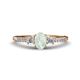 1 - Arista Classic Oval Cut Opal and Round Diamond Three Stone Engagement Ring 