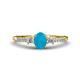 1 - Arista Classic Oval Cut Turquoise and Round Diamond Three Stone Engagement Ring 