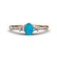 1 - Arista Classic Oval Cut Turquoise and Round Diamond Three Stone Engagement Ring 
