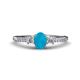 1 - Arista Classic Oval Cut Turquoise and Round Diamond Three Stone Engagement Ring 