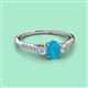 2 - Arista Classic Oval Cut Turquoise and Round Diamond Three Stone Engagement Ring 