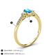 4 - Arista Classic Oval Cut Blue Topaz and Round Diamond Three Stone Engagement Ring 