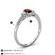4 - Arista Classic Oval Cut Red Garnet and Round Diamond Three Stone Engagement Ring 
