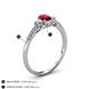 4 - Arista Classic Oval Cut Ruby and Round Diamond Three Stone Engagement Ring 