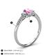 4 - Arista Classic Oval Cut Pink Sapphire and Round Diamond Three Stone Engagement Ring 