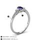 4 - Arista Classic Oval Cut Blue Sapphire and Round Diamond Three Stone Engagement Ring 